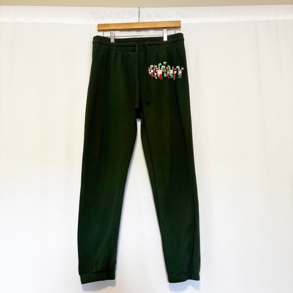 Peanuts Holiday Christmas‎ Graphic Print Sweatpants Green size M - Picture 2 of 8